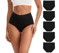 INNERSY Bragas Negras Mujer Braguitas Algodon Cintura Alta Braga Culotte Postparto Pack de 5 (M-EU 40, 5 Negro)