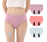 INNERSY Bragas Regla Niña Adolescentes Braguitas Menstruales Algodón Lavables Suaves Pack de 3 (14-16 Años, Rosa/Morado/Azul Claro)