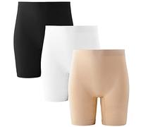 INNERSY Pantalones Cortos Mujer Debajo la Falda Bragas Pantalon Antirozaduras Sin Costura Pack de 3 (S, Nergo+Blanco+Beige)