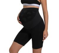 INNERSY Pantalones Cortos Premamá Negro Bragas Antirozaduras Muslos Culotte Embarazada Cintura Alta (L, Negro)