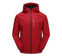 Innerternet Chaqueta de lluvia para hombre, clásica, para exteriores, con cordón, cortavientos, chaqueta de ocio, chaqueta dura, cortavientos, camping, al aire libre, rojo, L