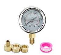 Innfeeltech 1 manómetro BSP de 60 mm 1/4" 0-7 Bar 0 a 100 psi, con dos juegos de 1/4" a 3/8", 1/4" a 1/2"y una conexión roscada hexagonal, con un diámetro radial reducido de 1/4" a 1/8"