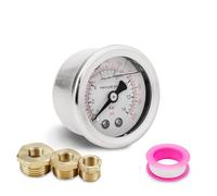 Innfeeltech 1 manómetro de 40 mm BSP 1/8 "0-14 Bar 0 a 200 psi, con tres casquillos 1/8" a 1/4 ", 1/8" a 3/8 "y 1/8" a 1/2 "y una banda de politetrafluoroen, axialmente