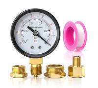 Innfeeltech 1 pieza 50mm Manómetro de vacío BSP 1/4« -1~0 Bar -14~0 Psi con 2 piezas de casquillo 1/4» a 3/8«, 1/4» a 1/2« y 1 pieza de boquilla hexagonal reductora 1/4» a 1/8», radial