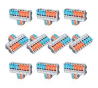 Innfeeltech 10 terminales, clip de conexión, con 2 en 8 barras de salida, conectores de cable compactos de 10 polos para conductores flexibles y rígidos, SPL - 82