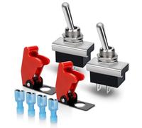 Innfeeltech 2 Pcs Interruptor de palanca de metal, 25A 12V KN3D-101 SPST ON/Off 2Pin 2 Position Rocker Switch con tapa de seguridad