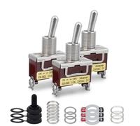 Innfeeltech 3 interruptores de conmutación, 202a 125v 15a 250v, 1021 spst, 2 Pines terminales, encendido/apagado, 2 interruptores de mecedora de alto rendimiento de metal, con 3 tapones impermeables