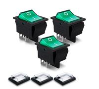Innfeeltech 3 Pcs Mini Interruptor Basculante Verde KCD4-101 4 Pin 4 Posición Interruptor de Palanca con 3 Tapas Impermeables
