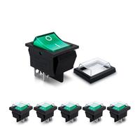 Innfeeltech 6 Pcs Mini Interruptor Basculante Verde KCD4-101 4 Pin 4 Posición Interruptor de Palanca con 3 Tapas Impermeables