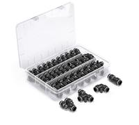 Innfeeltech 60 piezas 4mm Negro Push to Connect Kit de conexión neumática,15 rectos,15 divisores,15 codos,15 tipos de T de liberación rápida conectores neumáticos