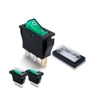 Innfeeltech Mini Interruptor Basculante 3 Pzs Verde KCD3-103 Interruptor Basculante 3 Pzs con 3 Tapas Estancas