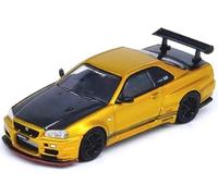 Inno Models Skyline GT-R (R34) Top Secret RHD (conducción a la derecha) dorado metálico con capó y maletero de carbono Tokyo Auto Salon 2024 - Malasia Diecast Expo 2024 en 1/64 Modelo de coche fundido