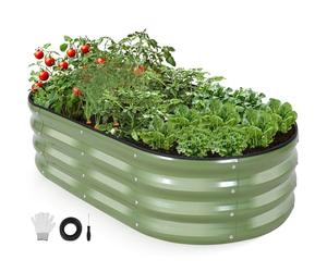 INNO STAGE Cama de jardín elevada galvanizada, macetas de metal de 4 pies al aire libre para cultivar verduras, hierbas, flores, kit de cama de jardín elevada de acero, verde oliva, 1 paquete