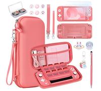 innoAura Funda NS Switch Lite Accesorios NS Switch Lite 15 en 1 con Carcasa de Transporte de Switch Lite, Carcasa de Videojuegos de Switch, Protector de Pantalla de Switch Lite,Soporte Switch(Coral)