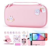 innoAura Funda para NS Switch Accesorios NS Switch 18 en 1 con Carcasa de Transporte de Switch, Carcasa de Videojuegos de Switch, Protector de Pantalla de Switch, Soporte de Switch(Rosado)