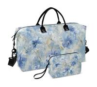 Innocent - Bolsa de viaje con diseño de flores aplastadas, color azul, bolsa de gimnasio con bolsa de aseo para viajes de negocios, impermeable, Flor aplastada azul inocente, 1 size