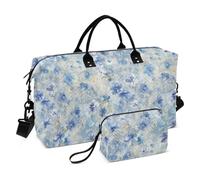 Innocent - Bolsa de viaje grande con diseño de flores aplastadas color azul, bolsa de transporte deportiva con correa ajustable para viajes, impermeable