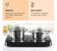 InnoChef 3500W Placa de Inducción Portátil 2 Fuegos Gris oscuro