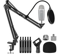 InnoGear Soporte de micrófono, juego de soporte de micrófono ajustable para brazo de tijera Blue Yeti Nano Suspension Boom con tornillo de 5/8 a 3/8 pulgadas, tornillo de 5/8 a 1/4, parabrisas de