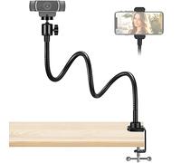 InnoGear Soporte para cámara web con soporte para teléfono, soporte de brazo de cámara de escritorio para Logitech Webcam BRIO 4K C960 C920 C920S C922 C922x C925e C930 C930e C615 NexiGo N60, luz