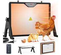 INNOLAND Criadora de Pollitos,180W Calentador para Gallineros,Calefacción de Doble Cara, 30°C-75°C Ciclo Programado Iluminación,Placa Calefactora para Pollitos con Contro Remoto y Luz Nocturna