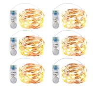 innolife Cadena de luces LED mejorada, 6 unidades, con temporizador, 2 m, 20 ledes, alambre plateado, funciona con pilas, resistente al agua, para fiestas, Navidad, Halloween, decoración de botellas