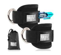 INNOOVEE Tobilleras Poleas Gym Pack 2, Tobillera Ajustable para Glúteos y Fitness, Accesorios Gym con Agarre para Poleas Gimnasio, Tobilleras Acolchadas Hombre y Mujer, Poleas Gym y Fitness. (Negro)