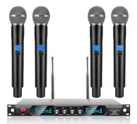 innopow Sistema de micrófono inalámbrico de 4 Canales, micrófono inalámbrico de Metal UHF cuádruple, 4 micrófonos de Mano, Larga Distancia de 150 a 200 pies, frecuencia Fija, 16 Horas de Uso para