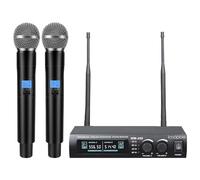 innopow Sistema de micrófono inalámbrico, Juego de micrófono inalámbrico de Metal UHF Dual, Larga Distancia de 150 a 200 pies, 16 Horas continuas, frecuencia Fija, Uso para Cantar Karaoke, Fiesta