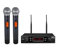 INNOPOW Sistema de micrófonos inalámbricos de 200 Canales, Juego de micrófono inalámbrico de Metal UHF Dual, escaneo automático, Largo Alcance de 200 a 240 pies, 16 Horas de Uso para Cantar Karaoke,