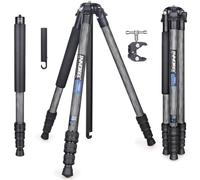 INNOREL P254C Trípode y monopié de fibra de carbono compacto ligero de viaje para cámara digital DSLR Trípode con columna central de 25 mm de tubo de montaje