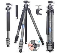 INNOREL P254CF Tripode de viaje de fibra de carbono 160 cm, trípode compacto profesional para cámara DSLR de viaje con rótula central de baja gravedad