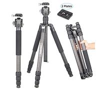 INNOREL RT85C Traveler 2-en-1 Kit Trípode 184cm/72pulgadas Trípodes Monopies de Viaje, 4 Secciones, Tubo Máximo 32mm, Carga Máxima 25kg, con Columna Central/N44 Cabeza de Bola/Bolsa(RT85C+N44) Negro