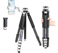 INNOREL Trípode de viaje de fibra de carbono GT255CF 5 secciones profesional compacto para cámara DSLR con hebilla de giro rápido, columna central de forma especial de 25,6 mm, carga máxima de 15 kg