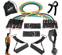 InnoTi Bandas Elásticas de Musculación y Fitness - Gomas Elásticas Crossfit y Gimnasio en Casa - Set de Tubos de Resistencia de Latex - Asas y Cintas de Tobillos Acolchadas - Anclaje de Puerta, 100Lb