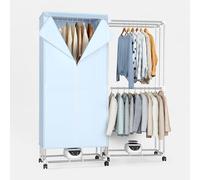 Innotic - Tendedero eléctrico, eléctrico, 1500 W, secado rápido, 2 niveles de secado, plegable, tendedero eléctrico con 4 ruedas, gran capacidad, acero inoxidable, azul