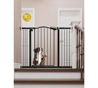 InnoTruth Puerta de bebé de 29-39.6 Pulgadas para escaleras y Puertas, Puerta de Perro de 30 Pulgadas de Alto para Mascotas, Seguridad de Doble Bloqueo y diseño de Apertura con una Mano, Puerta para