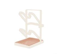 Innovador estante plegable para tapas de ollas para cocinas organizadas, construcción de acero al carbono, perfecto para almacenar herramientas de cocina (doble capa, blanco)