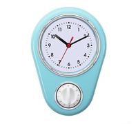 Innovador reloj de pared con temporizador de cocina de 9 pulgadas con mecanismo de cuarzo multifunción para una hora precisa y ayuda a cocinar (azul lago)