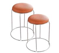 Innovadoras sillas y taburetes apilables naranjas - Taburete redondo versátil de metal para comedor y maquillaje con cojín de tela, perfecto para sala de estar y dormitorio, 46 cm