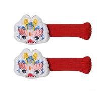 Innovadores protectores de manija de puerta con divertido patrón de bolsa de la suerte de dragón para evitar arañazos de manera eficaz (C)