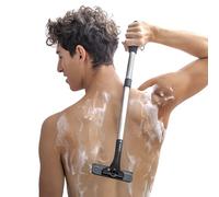 InnovaGoods® Afeitadora de Espalda y Cuerpo Extensible, Afeitadora Corporal con Cuchillas de Seguridad, Afeitado Húmedo o Seco, Afeitadora Ergonómica mango de aluminio. Incluye Cuchillas de Repuesto.
