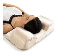 InnovaGoods® Almohada Cervical con Funda Satén, Almohada Funda de Satén refrescante con Cremallera, Ideal para el Cabello y la Piel, Antiarrugas. Beige