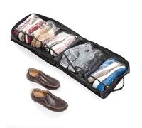 InnovaGoods - Bolso de Viaje para Calzado, 6 Compartimentos Transparentes, Capacidad para 12 Zapatos, Diseño Compacto y Ligero, Negro, Mediano, Poliéster