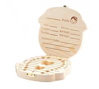 InnovaGoods® Caja dientes de leche niño y niña, caja madera ratoncito perez, caja regalo para bebe, Ideal para colocar los dientes, el cordón umbilical y el lanugo del bebe. Caja madera de pino.