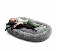 InnovaGoods® Human Dog Bed XXL, Cama para Perro, Cama Perro Grande, poliéster, Cama Perros antiestrés, relajación y Descanso, Cama Perro Funda extraíble y Lavable. Medidas Aprox.190x140x25cm, Gris.