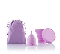 InnovaGoods® Copa menstrual hipoalergénica, Copas Menstruales 100% silicona Incluye bolsa de transporte de algodón y esterilizador de copa menstrual (Copa Talla L)