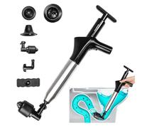 InnovaGoods® Desatascador de Tuberias con Aire Comprimido, Bomba Desatascador de Inodoro, Desatascador WC a Presión para Desatascar el Desagüe del Inodoro, Lavabo, fregaderos. 7 accesorios incluidos