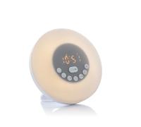 InnovaGoods® Despertador simulador de amanecer, despertador digital 12 sonidos predefinidos, despertador luz natural, reloj despertador digital Radio, control táctil, 3 modos de iluminación, 6 colores