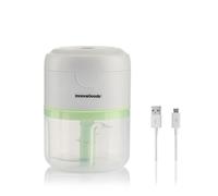 InnovaGoods® Mini picadora electrica recargable portátil, picadora manual ideal para Picar Frutas, Verduras, Frutos Secos, utensilios de cocina Cuchillas de Acero Inoxidable, 200ml de Capacidad, 40W